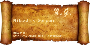 Mikschik Gordon névjegykártya